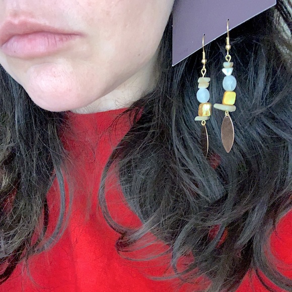 *Pretty Handmade Dangles w/Natural Healing Stones•Rose Gold•Charm•Hook Earring - Picture 12 of 16